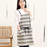 レップ(Rep) エプロン 北欧 ポケット2個付き ボーダー柄 大人用 カフェエプロン 着丈73cm (アビチュアル アンバー) グレー 927 GY プレゼント