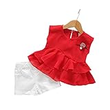 ベイビー服 女の子 Pojour Ｔシャツ+パンツ ガールズかわいい2セット 子供ギフト 綿 通気 80cm 赤