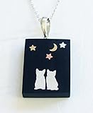 【にゃんこな日々】 ムーンライト スイート インレイド リバーシブル ペンダント 猫 (黒檀 ...