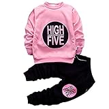 LiTi　ベビー服 トレーナー 子供服 ズボン上下2点セット 暖かい 長袖 オシャレ 秋春 冬 通園 発表会 旅行 記念日 プレゼント (120cm, ピンク)