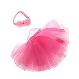 【ノーブランド 品】赤ちゃん　女の子　チュチュスカート　写真撮影　小道具　ヘッドバンド付き　かわいい　ギフト　全4色　　 - ピンク