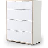 LOWYA （ロウヤ） チェスト 北欧 デンマーク 箪笥 タンス 収納 棚 引き出し 幅78.5cm スライドレール ホワイト×オーク おしゃれ 新生活