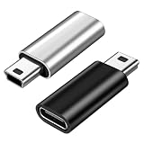 Akkerds Type-C toミニUSB変換アダプタセット 2個/USB C（メス）-Mini USB（オス）アダプタUSB 充電とデータ転送変換アダプタ（シルバー+ブラック）