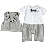 Zhhlaixing 高品質の Newborn Boy Gentleman Romper Bodysuit Summer Vest Jumpsuit Formal Outfits
