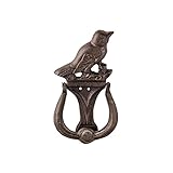 High Quality 4.5 X 1.25 X 8.25 Inch Cast Iron Bird Door Knocker In Antique Brown Finish