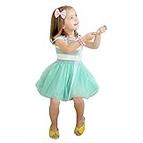 Domybest　子供服　ベビー服 女の子 ワンピース　赤ちゃん　女児　チュチュスカート　サンドレス 可愛い ドレス ガールズ　ボーダー　春　夏　誕生日 通園　通学　お出かけ　普段着 (120（5-6
