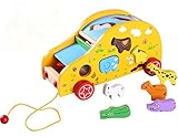 形合わせ パズル 子供　車　木製 赤ちゃん 子供 1歳 2歳 3歳 誕生日プレゼント 引き車 出産祝い