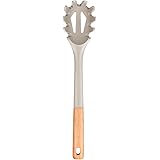 Silicone Pasta Fork, Kitchen Heat Resistant Noodle Spoon Server, BPA Free Spaghetti Strainer,12.8 inch, Khaki