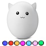 Kids Night Light emdmak LED USB充電式シリコンNight Lamp with 7-colorムードライト、機密タップコントロールforベビーキッズ大人(ホワイト) ( P