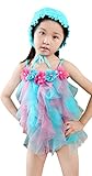 (コ-ランド) Co-land キッズ水着 女の子 セパレート キャップ付き 3点セット チュール フリル フラワー ジュニア ベビーみずぎ スイムウエア 子供用 ガールズ M