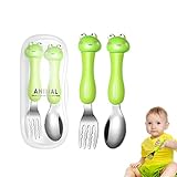 ポータブルカトラリーセット クリエイティブ ステンレススチール アニマル フォーク スプーン クリエイティブ 食事スプーン 2点セット - 