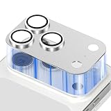 LuFiYa カメラフィルム iPhone 17 Pro 対応 レンズカバー、アルミ合金＋9H硬度強化ガラス製 アイフォン17 Pro 用 レンズカバー 全面保護 高透過率 露出オーバー防止 耐衝撃 カメラ保護フィルム - シルバー