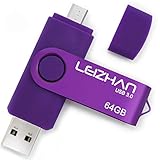 LEIZHAN 64GB メモリー USB フラッシュドライブ Android パープル 回転式 人気 USB OTG 3.0 マイクロ ペンドライブ 携帯電話用 高速 (64GB, Purple)