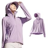 [Pawinpaw] ラッシュガード レディース/メンズ uvカット パーカー 日焼け対策【UPF50+UVカット98%・冷感素材・通気速乾・ストレッチ】パーカー 夏 薄手 長袖 夏服 海 アウター フード付 紫外線対策 シンプル 軽量 おしゃれ (L, 7.パープル-レディース)
