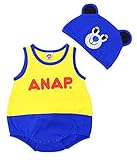 ANAP KIDS 帽子付キャラクターロンパース ブルー 60
