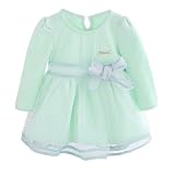 ベビー　ドレス　ワンピース　70・80・90・100cm　ベビー服　フォーマル　チュール　結婚式　秋　長袖　綿　子供　キッズ　ワンピース　ドレス　水色　グリーン　80　6か月～12か月 [並行輸入品]