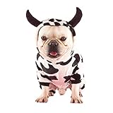 PP&DD 犬服 牛デザイン白黒模様 乳牛 パーカー 面白い 暖かい 帽子付き 犬 フレンチブルドッグ フレブル コスチューム 小型中型犬 犬の服 乳牛柄 角あり 四脚 かわいい 秋 春夏用 冬用 ハロウィン クリスマス仮装 コスプレ コスチューム イベント 散歩 ジョギング 猫にも兼用 (XL)