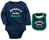カーターの赤ちゃんのMommy 'sラッキーチャームボディスーツ&よだれかけ2点セット カラー: ブルー