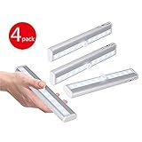 LemonBest ® 4パック10 LEDワイヤレスモーション検知クローゼットキャビネットLEDナイトライト/ステップライトバー