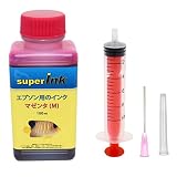 superInk 100ml マゼンタ（染料）詰め替え 互換 インク エプソン用（全機種対応）+ 手袋1組 + 10ml注入器 + 針 + キャップ