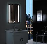 DIYHD LED照明付きミラー洗面化粧台正方形壁マウントDefoggerバスルームタッチライトミラー 36"*24" FLT-36*24