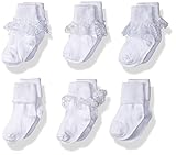 trimfit Girls' Little 6 Pack Lace Wardrobe on Single Cuff Socks White/White Medium/5-6.5 [並行輸入品]