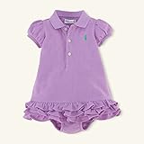 ポロラルフローレン メッシュ フリフリ半袖ワンピース パープル (女の子3～12か月用) 12M [並行輸入品]