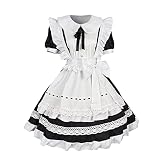 [vigerkar] メイド服 ゴスロリ 人気 ワンピース ハロウィン 仮装 レディース 可愛い メイド服 大きいサイズ コスプレ ショート丈 ワンピース レディース 猫様メイド ロングスカート 英国風 コスチューム 学園祭 ゴスロリ ハロウィン 制服 パーティー 大人 メイド仮装 萌え コスプレ女仆 (ブラック/2XL)