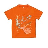 BabyChips ホルンと音符(名入れ半袖ベビーTシャツ) 100 オレンジ