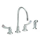 Moen 8244 Commercial M-Dura Kitchen Faucet with Side Spray with 4-Inch handles 2.2 gpm, Chrome [並行輸入