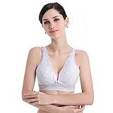mioim 授乳ブラ 授乳ブラジャー 下着 授乳対応 前開き ノンワイヤー 産前産後兼用 赤ちゃん 乳児 も安心 乳首 隠せる 矯正 调整 垂れない 揺れない 優しい綿 (L, パープル)