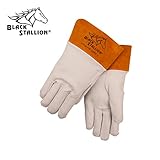 Black Stallion ブラックスタリオン スタンダード リラックスフィット キッドスキン（若ヤギの革） TIG 溶接用グローブ ショートカフ (M)