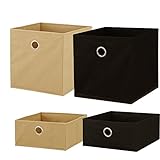 ECEL 折り畳み可Strange Bins不織布収納ボックス 小物 整理(4点セットセット2大2小) Sanyeblackbeige 2+2