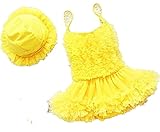 9406子供水着　女児　女の子用ワンピース水着　ベビー水着キッズみずぎ　スイミング ウェア　ジュニア　小学生 (2XL, 黄色)