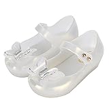 Onuneed 女の子　ベビー用シューズ　　光り　リボン付き　可愛い　サンダル 1-3歳 (14, ホワイト)