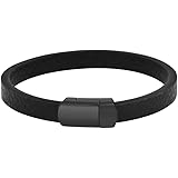 Geoffrey Beene Men's Genuine Pebbled Leather Bracelet with Stainless Steel Closure