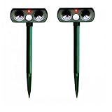 動物撃退器（2台）ソーラー充電式 超音波 設置簡単 害獣撃退 猫 撃退 （ 猫、犬、ネズミ、狐、アライグマなど） グリーン