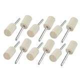 uxcell フェルトボブ　フェルト軸付ホイール　45mm 10mm x 18mm　オフホワイト　フェルト　金属　12個入り