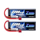 ゼエエ Zeee 7.4V 50C 2200mAh 2S リポバッテリー Tプラグ付き ラジコン製品バッテリー RCカー用 RCトラック用 RCヘリコプター用 FPV用 ドローン用など（2パック）