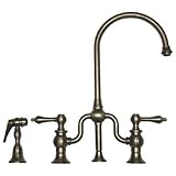 Whitehaus WHTTSLV3-9773SPR-BN Haus 8 1/8-Inch Bridge Faucet with Long Gooseneck Swivel Spout, Lever 