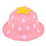 【SEBLES】ベビー 赤ちゃん 帽子 ハット フリル 丸 子ども 子供 苺 イチゴ フラワー無地 コットン UV あごゴム 春 夏 秋 女の子 可愛い(タイプF,44cm)
