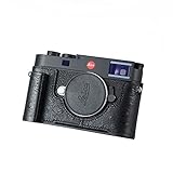 SIUTATDSH カメラハーフケース Leica M11/M11-P用 ビンテージメタル ダチョウの皮 カメラ保護ケース スタイリッシュ ポータブル 耐衝撃 (ブラックS)