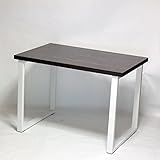 テーブル・デスク 幅100×奥行き65×高さ71cm ダークブラウン フレーム脚 ホワイト アジャスター付