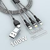 【100W】3in2 充電ケーブル USB Type CケーブルPD対応100W/6A 超急速充電 充電コード USB Type C ケーブル Micro USB ケーブル iPhone 充電ケーブル 3台同時給電可能 Phone Android タイプC Xiaomi Galaxy Kindle Sony 等全機種対応 超高耐久 (1.8m,シルバーグレー)