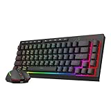 Redragon ワイヤレス キーボード マウスセット 60% 英語配列 静音 3モード接続Bluetooth/2.4G/USB-C有線 充電式 メンブレン 1680万色RGB マクロキー搭載 アンチゴースト 12800DPI マウス 光学センサー 7ボタン 専用ソフト対応 テンキーレス 省電力 高耐久 軽量 打鍵感 Windows/Mac/Android/PS5/PC対応 ブラック