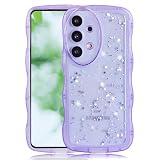 YUYIB スマホケース 対応 Galaxy A52 4G/5G ケース SC-53B クリア キラキラ かわいい tpuソフト 薄型 傷防止背面 滑り止め 指紋防止 ストラップホール付き 対応 ギャラクシーA52 4G/5G カバー (パープル)