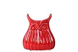 Urban Trends Collection 43031 4 Piece Ceramic Small Gloss Red Owl Figurine with Ribbed Design Body, 