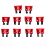 Dolity レッド　10個セット　10A　32V　自動車ヘッドライト　ライト用　ブレードヒューズ　19X 19ｍｍ