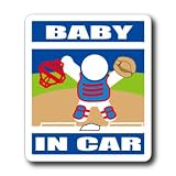 わーるどくらふと BABY IN CAR 野球・ソフトボール キャッチャーバージョン ステッカー （あお）