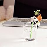 Idealhere かわいい ミニ動物 自動吸水植木鉢 自動吸水装置 盆栽用品 ガーデニング 飾り (パンダ（バジル種子）)